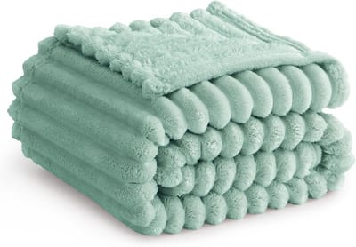Zachte Fleece Plaid Sage Groen 130x150 cm - Warme en Fluffy Dekentje voor Bank of Bed