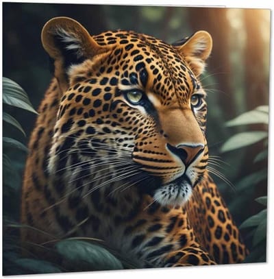 Luxe Vierkante Wenskaart met Luipaardprint - Verjaardag en Alle Gelegenheden