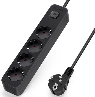 Aigostar 20BX7 - 4 voudige stekkerdoos - 5 meter - Met randaarde - Verlengsnoer - Verlengkabel - Zwart