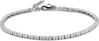 New Bling 9NB-0620-R Zilveren Armband - Dames - Tennisarmband - Zirkonia - 3 mm - Rhodium - 15,5 + 3 cm - Zilver