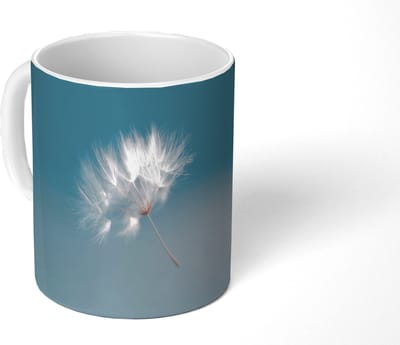 Mok - Koffiemok - Paardenbloempluisje - Blauw - Lucht - Mokken - 350 ML - Beker - Koffiemokken - Theemok