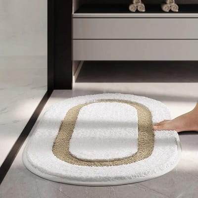Luxe Gevlokte Badmat - Rechthoekig/Ovaal Antislip Badkamerkleed, Dik Supervezel Absorberend Tapijt voor Moderne Huisdecoratie 44x76cm