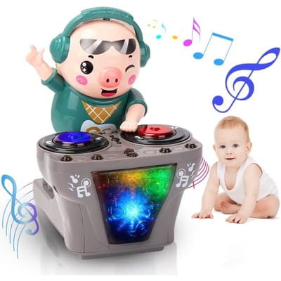 Elektronische DJ Licht Muziek Dansend Varken Speelgoed Schattig Zwaaiend Varkentje met LED Lichten Muzikaal Speelgoed voor Kinderen black