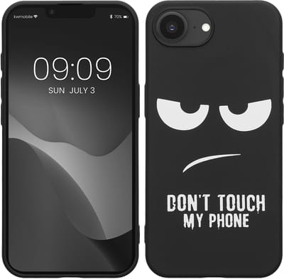 kwmobile telefoonhoesje geschikt voor Apple iPhone 17e / iPhone 16e - Hoesje voor smartphone in wit / zwart - Backcover van TPU - Don't Touch My Phone design