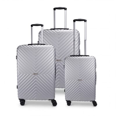 Kofferset 3 Delig met Cijferslot - Handbagage 35L + Ruimbagage 50L + Ruimbagage 70L - Lichtgewicht - Reiskoffer met Wielen Groot - Trolley op 4 Wieltjes - Hardcase Koffer - Reizen - Travel - Zilver - Leonardo