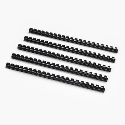 Plastic Bindruggen - Bindkammen - Documenten Binden - 21 Ringen Plat Ligging - 16 mm 125 Vel - Zwart