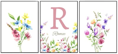 No Filter - Set van 3 Bloemen Posters – Gepersonaliseerd cadeau baby – Baby- en Meisjeskamer Decoratie – A4 formaat
