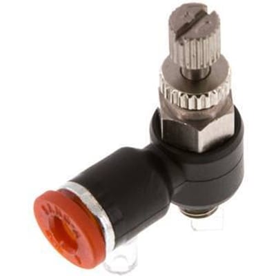 L-stuk Regelventiel 4 mm - M5 Regeling-in Messing/Nylon