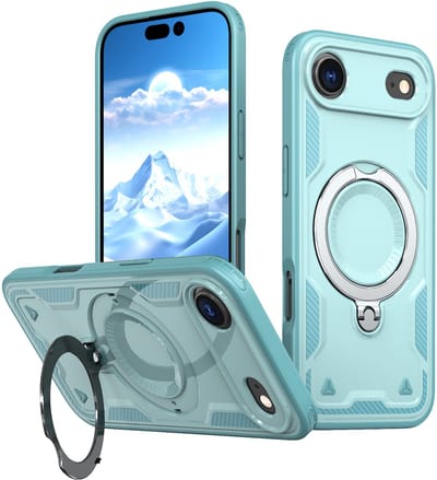 Hoesje Geschikt voor iPhone Air Hoesje Lake Blauw - Geschikt voor MagSafe Armor Hoesje met Met Draaibare Ring Houder