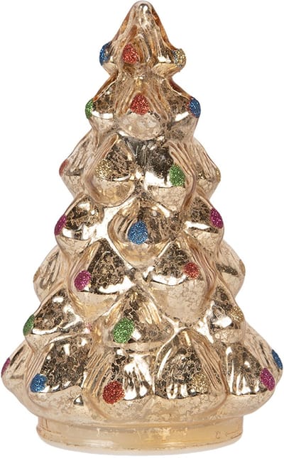 Clayre & Eef Kerstdecoratie met LED-verlichting Kerstboom Ø 12x18 cm Zilverkleurig Glas