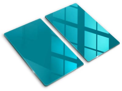 Wallfluent Glazen Snijplanken - Turkoois Snijplanken Glas - 2 stucks 30 cm x 52 cm - Turkoois Snijplanken van Glas - Snijplank van Glas - Hygiënische Snijplank van Glas - Antislip Hakplank van Glas