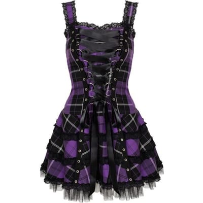 Hell Bunny - Rockabilly Mini-jurk - HARLEY C DRESS - XS tot XXL - voor Vrouwen - zwart-lila