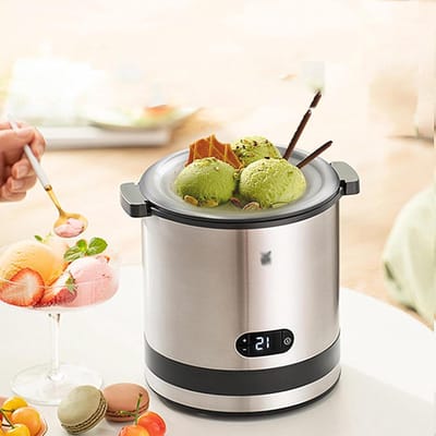 Dessertmaker - Ijsmachine thuis - Zelf ijs maken - Snel in 20 min - 300 ml - Zilver