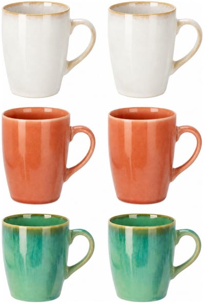 Siaki koffiemok / theemok Faye - set 6x - multi color - 340 ml - mokken - keramiek