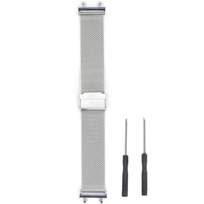 Bracelet de montre en maille Professionnel Élégant Simple Poli Réglable en Métal avec Boucle pour argenté