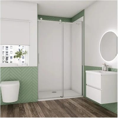 Aica 155x195cm Schuifbare douchedeur,6mm helder glas,hoogwaardige aluminium profielen,Chroom