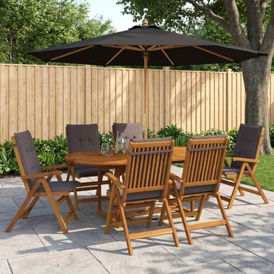 vidaXL - Buiten - Eetset - met - Parasol - 8 - st - 6-zits - Antraciet
