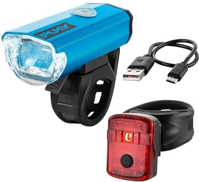 Oplaadbare LED-fietsverlichtingset met koplamp en achterlicht, StVZO-goedgekeurd, eenvoudig te monteren zonder gereedschap