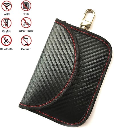 Rfid beschermhoes autosleutel Carbon-look voor Autosleutels en Pasjes / RFID keyless entry en keyless go met dubbele voering / Faraday Kooi Hoesje / Keyless Entry Go Sleutel Etui.