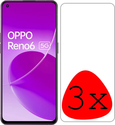 Screenprotector - 3 Stuks Geschikt voor OPPO Reno 6 - Extra Sterk - Beschermglas - Gehard Glas - Tempered Glass - Screen Protector