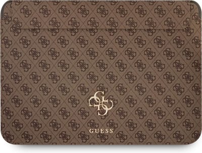 Guess 13.3 Inch Laptop- en Tablet-Sleeve - Bruin - PU Leer - Big 4G Logo