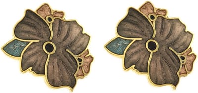 Behave - Oorclips dames - bloemmotief - grijs en bruin - 2 cm