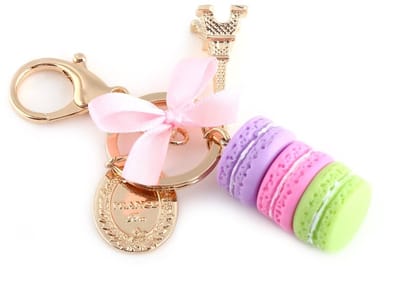 Dailygoods- Sleutelhanger Macaron - Schattige Eiffeltoren - Duurzaam Hars/Legering - Tasaccessoires - Decoratie voor Thuis - 12 cm Lengte - Tasaccessoire