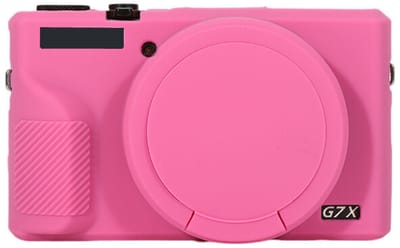 LISM-Geschikt voor Canon G7X Mark III, Roze rood zachte siliconen camerahoes met afneembare lensdop, krasbestendig, Geschikt voor Canon G7X Mark III camera-accessoire - Roze rood.