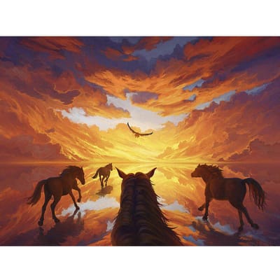 Diamant broderie vente cheval affichage complet diamant rond peinture Animal strass point de croix 20X30CM orange