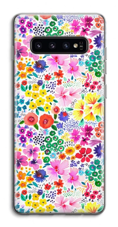 Case Company® - Hoesje geschikt voor Samsung Galaxy S10 4G hoesje - Little Flowers - Soft Cover Telefoonhoesje - Bescherming aan alle Kanten en Schermrand