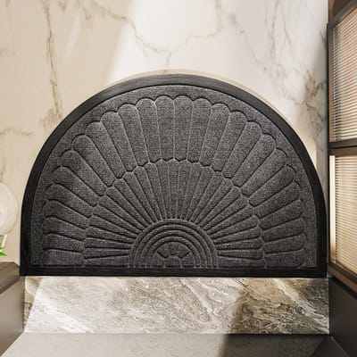 Halfronde Modderschraap Stofverwijdering Vloermat Entree Deur Vlekbestendig Commercieel Polypropyleen Slijtvaste Rubberen Mat Antislipmat 50*80cm gray