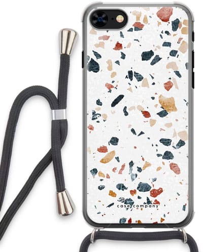 Case Company® - Hoesje met koord geschikt voor iPhone 8 hoesje met Koord - Terrazzo N°4 - Telefoonhoesje met Zwart Koord - Bescherming aan alle Kanten en Over de Schermrand
