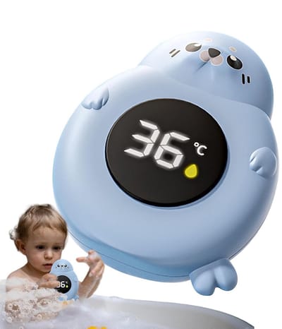 Badthermometer – drijvende temperatuurchecker voor babybad, geschikt voor zwembad en badkuip | 9 cm waterdichte constructie met sensor-displayfunctie – watertestaccessoire voor dagelijkse verzorging.