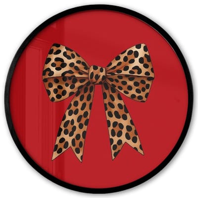 Poster in lijst Rond - Fotolijst 40x40 cm - Posters - Strik - Sierlijk - Panter - Rood - Ronde posterlijst zwart - Decoratie - Wanddecoratie woonkamer - Muurdecoratie slaapkamer
