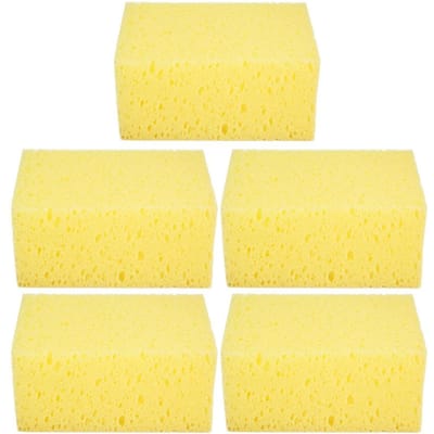Vierkante Vorm Handheld Antislip Spons Wassen Reiniger Tool voor Auto Auto Motorfiets (5 stuks) yellow