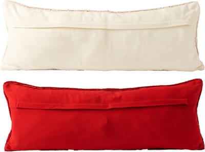 J-Line kussen Kerstbomen - polyester - kerstrood/wit - 2 stuks