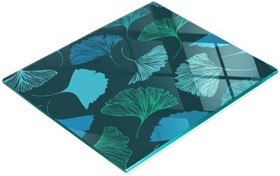 Multifunctionele decoratieve snijplank van gehard staal met ginkgobladeren 60x52 cm