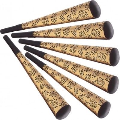 Feesttoeters Happy New Year - 6x - goud - 25 cm - oud en nieuw - toeters