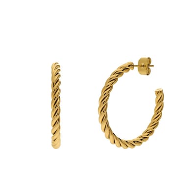 Lucardi Dames Stainless steel oorringen voor dames - Oorbellen - Staal - Goudkleurig