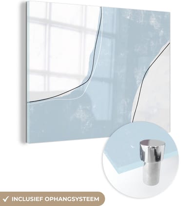 MuchoWow® Glasschilderij 120x90 cm - Schilderij acrylglas - Blauw - Minimalisme - Abstract - Foto op glas - Schilderijen