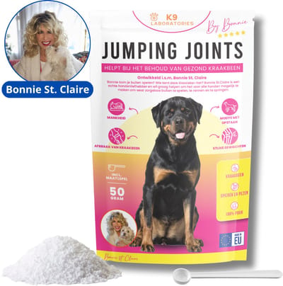 Jumping Joints by Bonnie St. Claire - Natuurlijk Gewrichtssupplement Hond – Glucosamine, MSM & Groenlipmossel - Gewrichtspoeder voor honden met gewrichtsklachten ED, HD, Artrose, stijve gewrichten, mankheid, moeite met opstaan - 50 gram, extra sterk