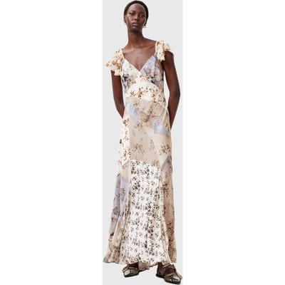AllSaints Lala Dress Origin Ditsy Brown Taglia: 6 | Maxi abiti Outlet | Donna | Marrone