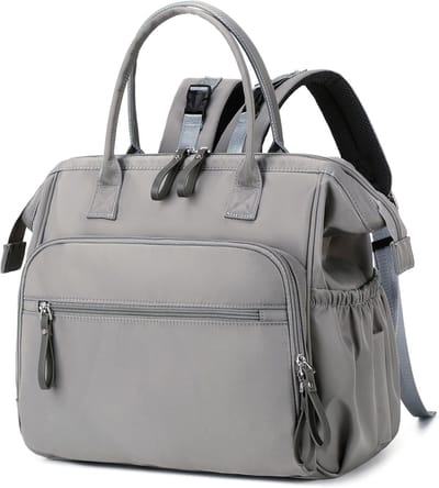 Rugzak - Luiertas - Reistas - Opbergtas - Rugzak dames - Luiertas rugzak - Grote luiertas met 14 vakken - Kinderwagenclips en 3 geïsoleerde vakken - 17*7*13 inch - Grijs