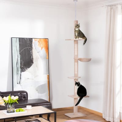 REDOM - Kattenkrabpaal - pluche - meerdere niveaus - L40 x B34 x H230–260 cm beige