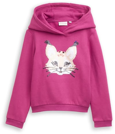 Tom Tailor - Hoodie-sweatshirt met omkeerbare pailletten - Maat 92/98 - smooth magenta