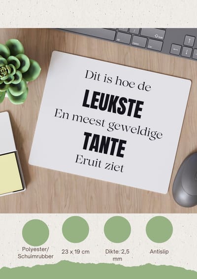 Akyol - dit is hoe de leukste en geweldige tanie uit ziet Muismat - Tante - cadeau tante - cadeau - verjaardag tante - 23 bij 19 cm