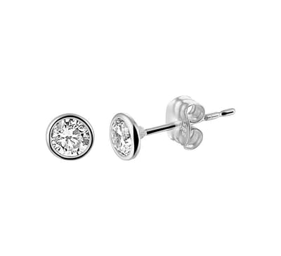 YO&NO - Oorbellen - Witgoud - Oorknoppen - Zirkonia - 4,5mm - Sieraden vrouw - 14k - 585 Goud