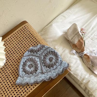 Vrouwen Holle Bloem Gebreide Vissershoed Handgemaakte Haak Bijpassende Basin Hoed Lente Zomer Zonnebrandcrème Zonnehoeden Vrouwelijke Panama 56-58cm beige