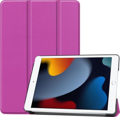 Hoesje - Geschikt voor Apple iPad 9 (2021) - 10.2 inch - 9e Generatie - Dun & Stevig - Hardcover Book Case - Trifold Bookcase Hoes - Hard Cover - Tablethoes - Paars