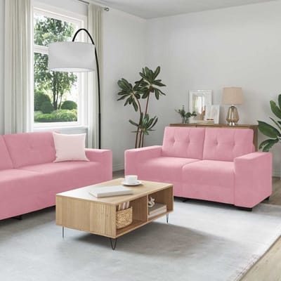 vidaXL Bank 2 pcs Roze 221 x 80 x 80 cm Stof